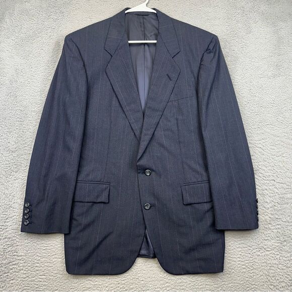 Holland & Sherry Savile Row Blazer Mens 42R Blue Bespoke Vintage USA Made Office